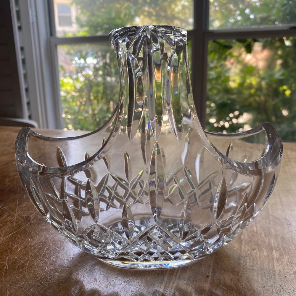 Gorgeous Signed Waterford Lismore 7" Handled Crystal Basket